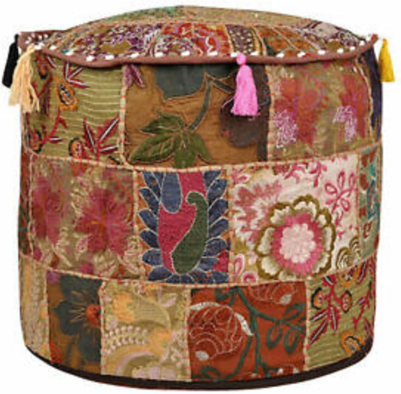 Pouffe Foot Patch Work 22" Bohemian Pouf Cover Ottoman Patchwork Home Decor Cover