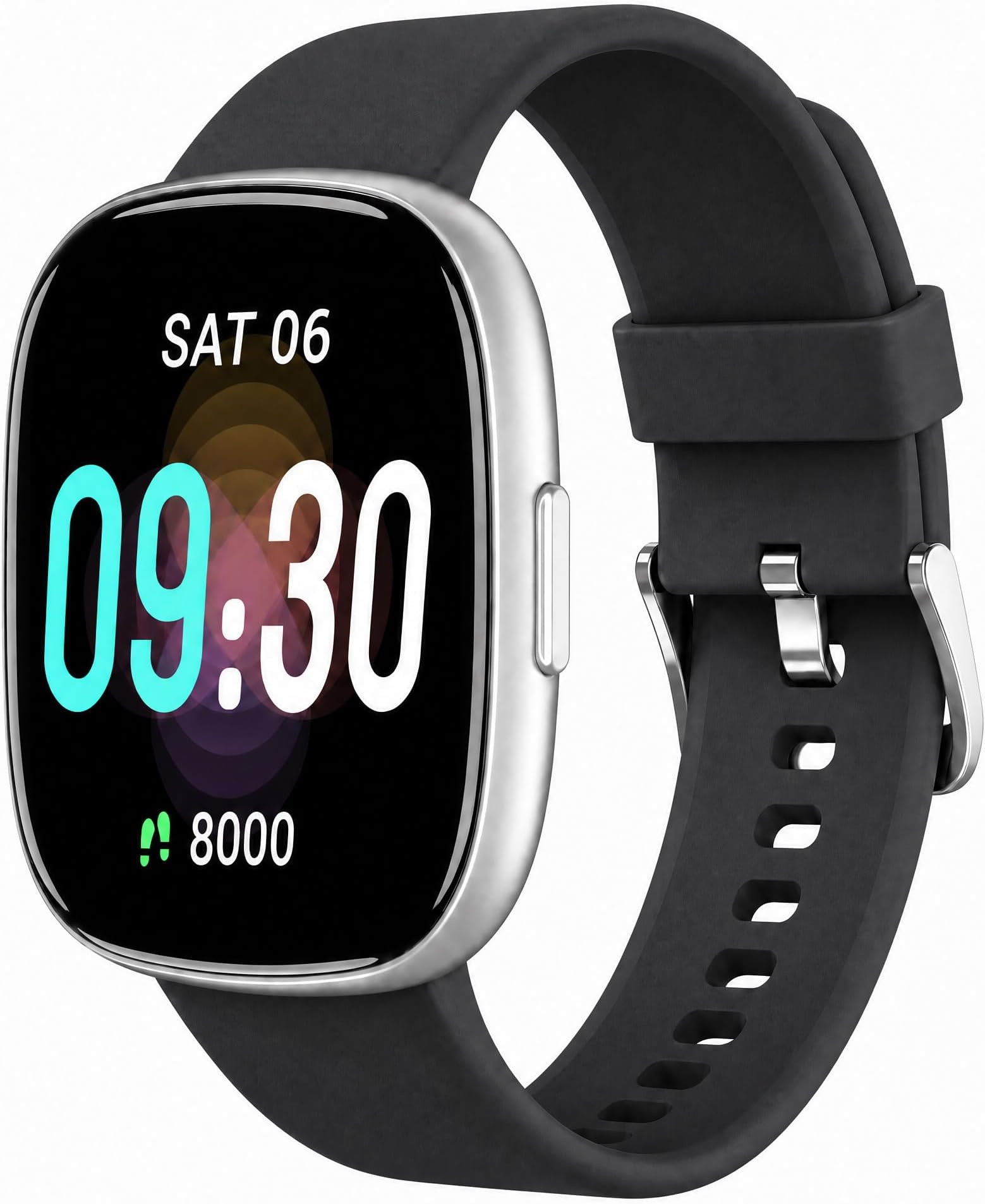 Smart Watch, 41mm Full Touchscreen Smartwatch Heart Rate Monitor, SpO2 and Sleep Tracking, Fitness Watch 5ATM Waterproof with Pedometer for Women Men, Compatible Android & iOS, Black, EW1