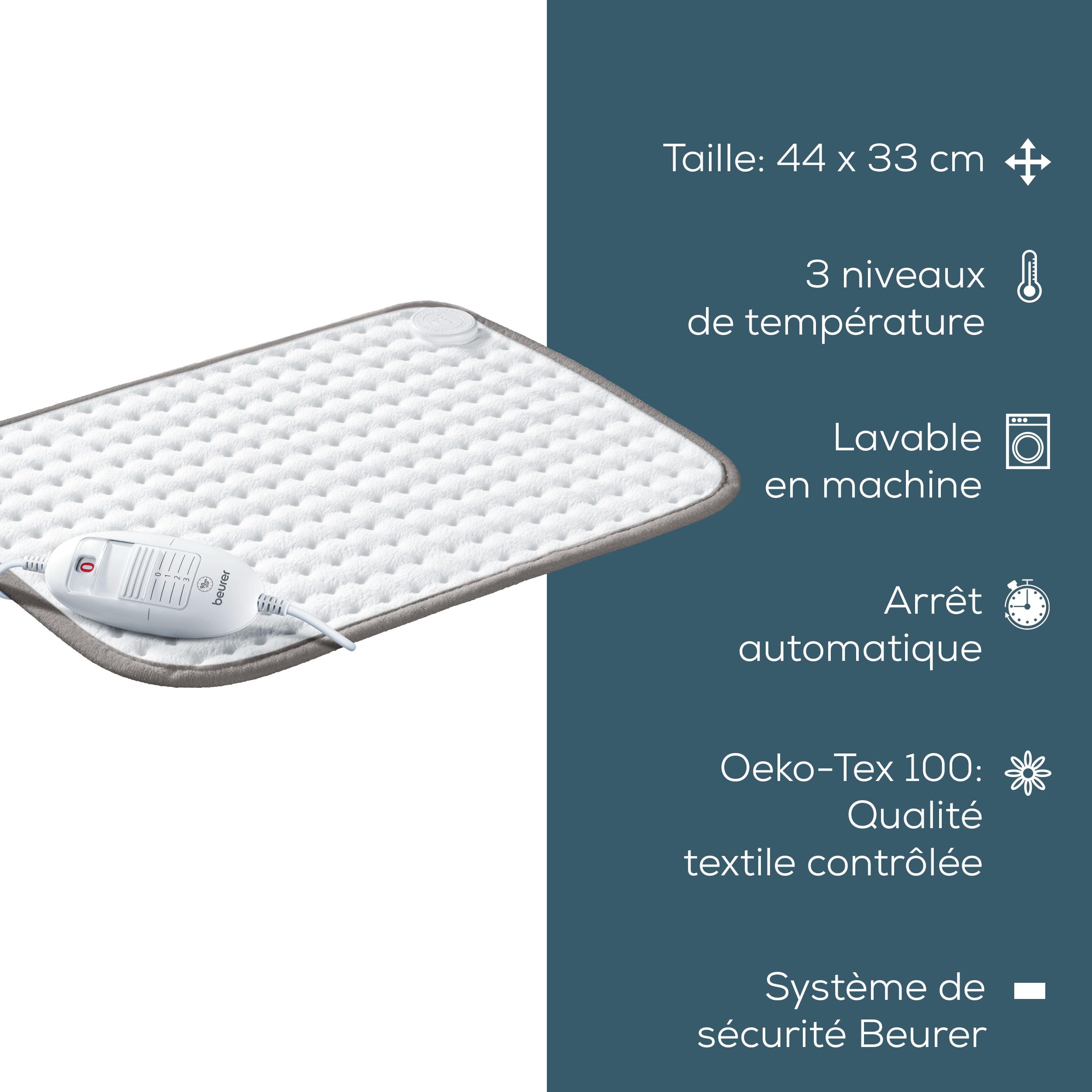Beurer HK Limited Edition 2023 Coussin chauffant, douillet avec 3 niveaux de température et arrêt automatique, lavable en machine