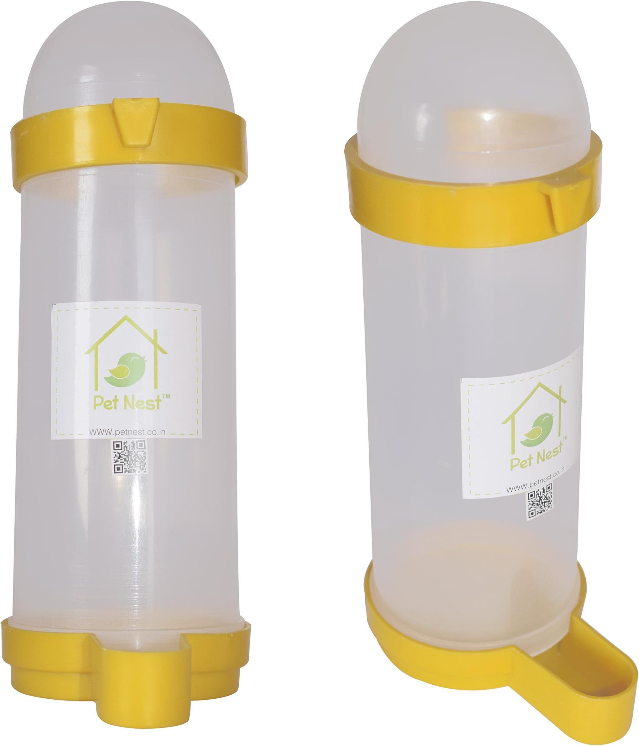 PetNest Jumbo Size Bird's Plastic Cage Water and Food Feeder (400 ml) - Pack of 2
