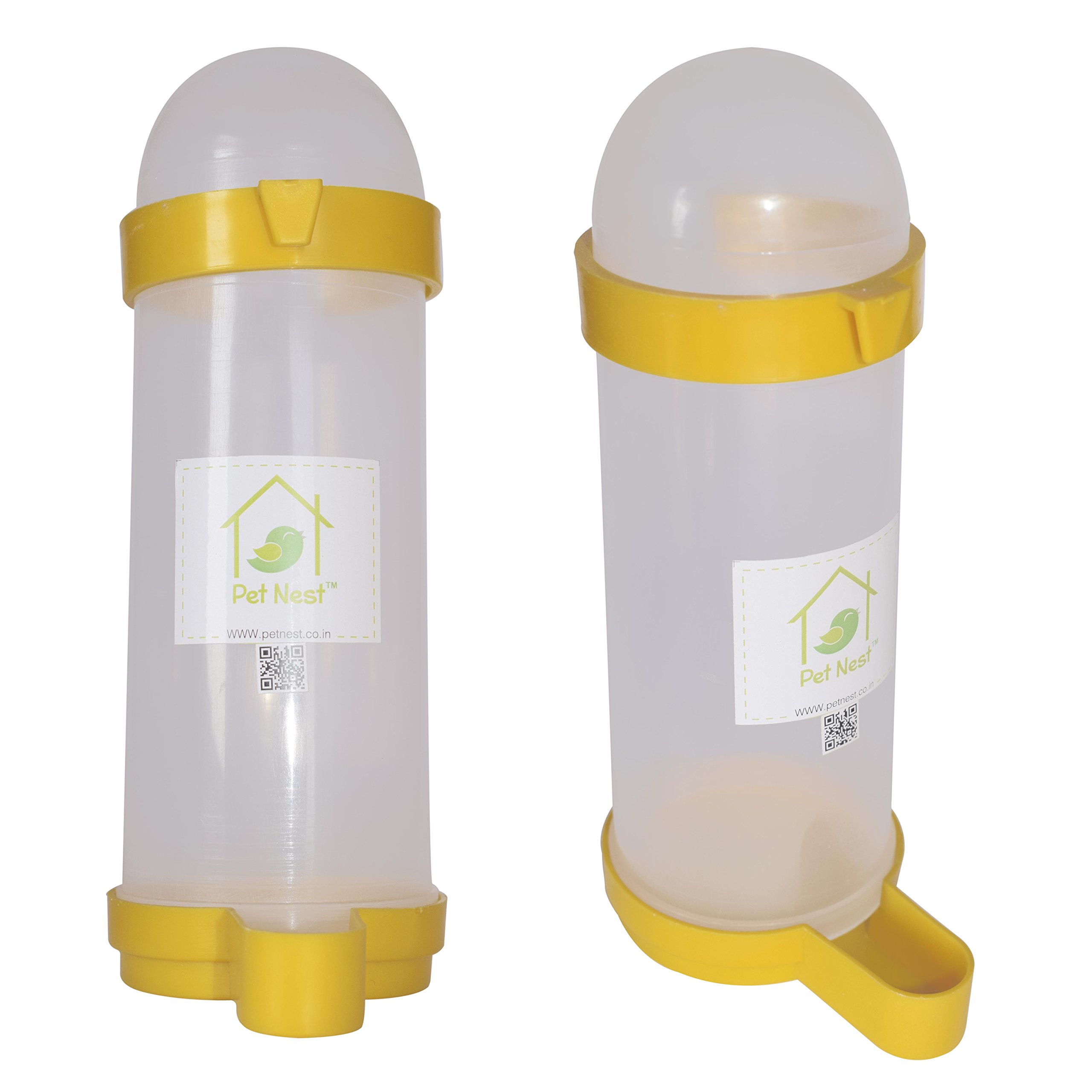 PetNest Jumbo Size Bird's Plastic Cage Water and Food Feeder (400 ml) - Pack of 2
