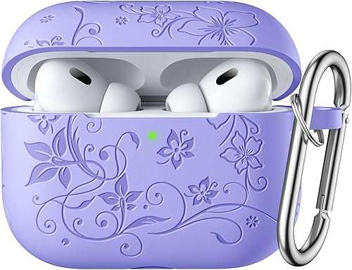 IMIVIO Funda para Airpods Pro de 2 generación y funda para Airpod Pro, cubierta de piel grabada con girasol compatible con Apple Airpods Pro 2 USB