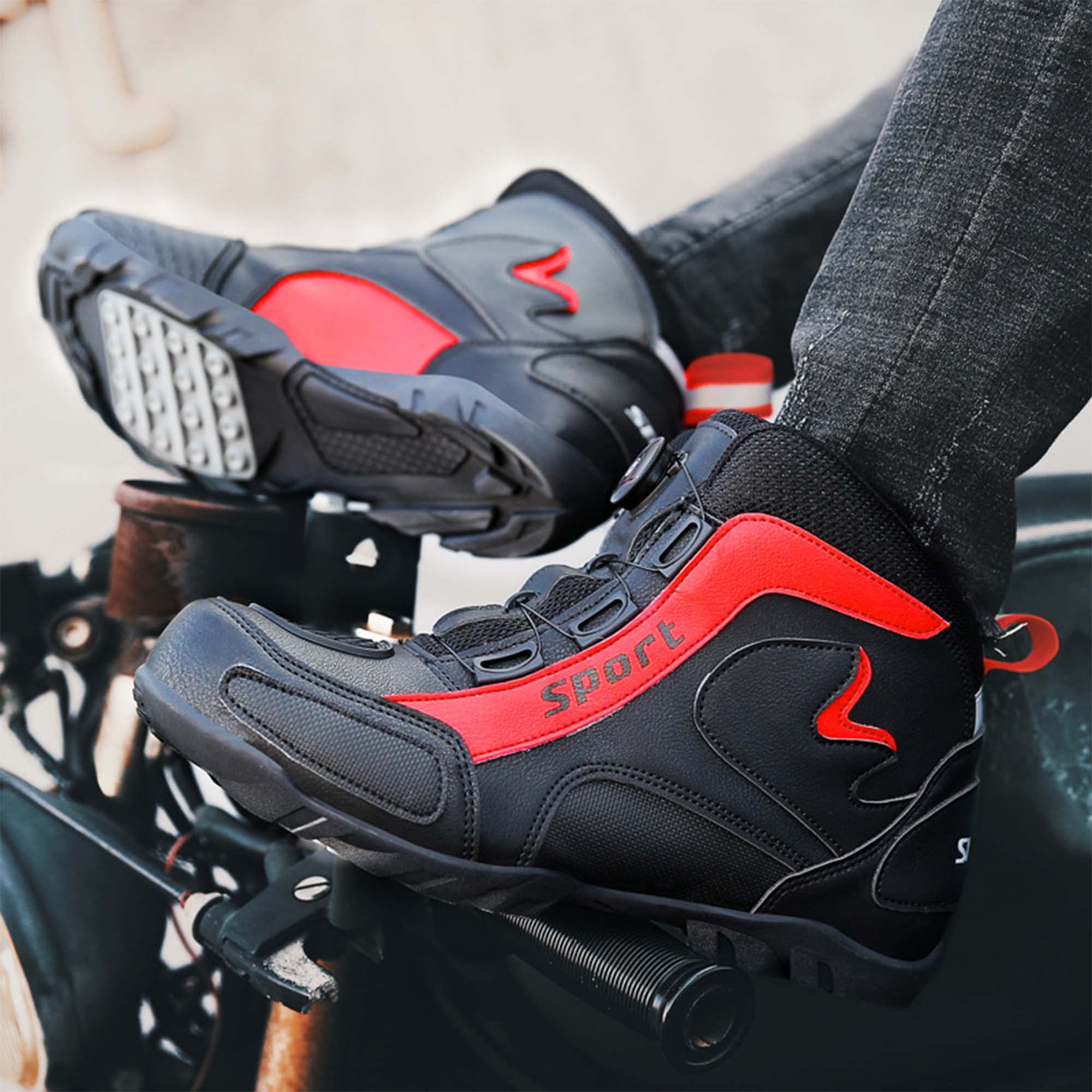 Botas De Moto para Hombre Zapatos De Cuero para Montar En Motocicleta Botines De Carreras De Talla Grande Antideslizantes Informales para Exteriores