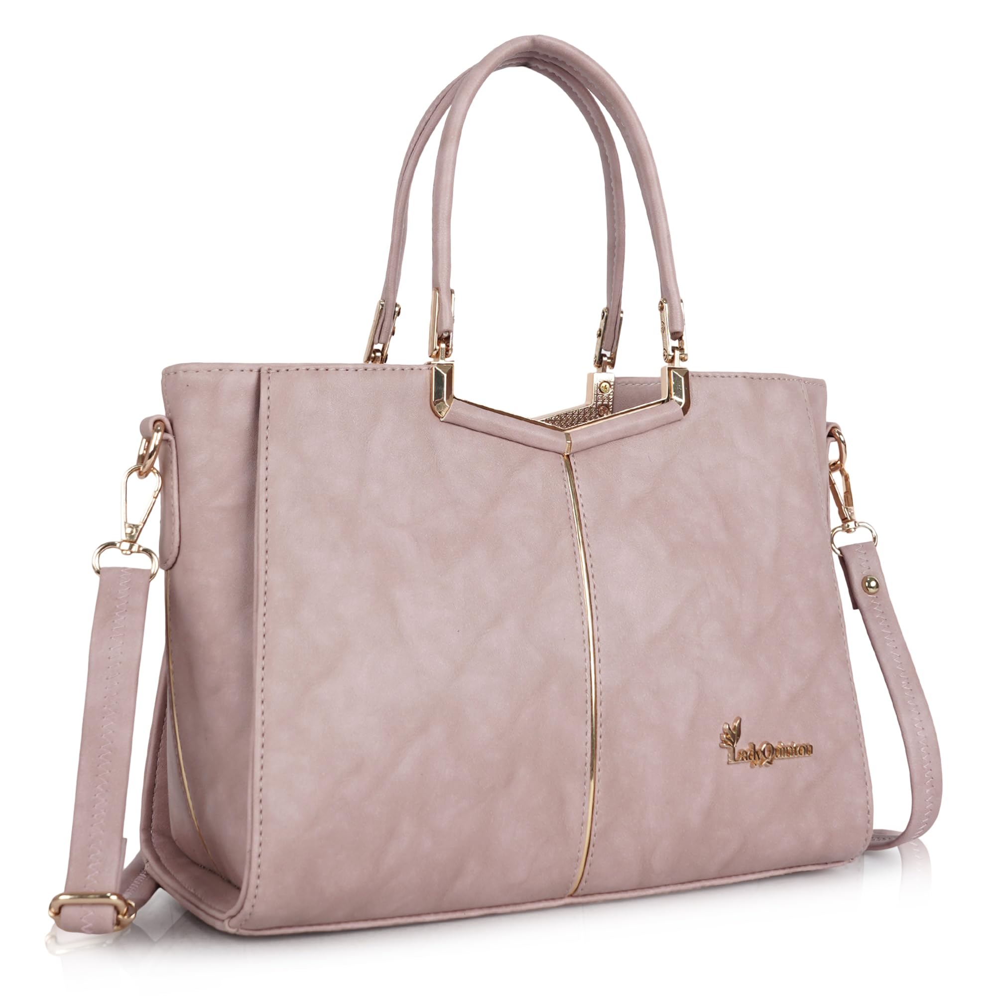lady quinton Women's Handbag, Structured Tote with Gold Hardware and Adjustable Shoulder Strap-picture-45