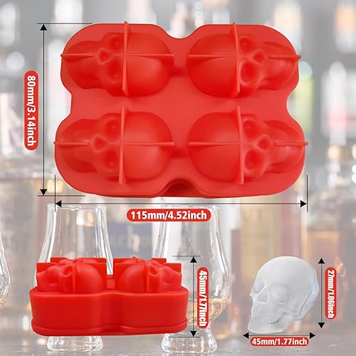 Miniatura 6 de Molde grande para bolas de hielo de whisky, un juego de 4 moldes grandes para cubitos de hielo, moldes redondos grandes, silicona reutilizable de
