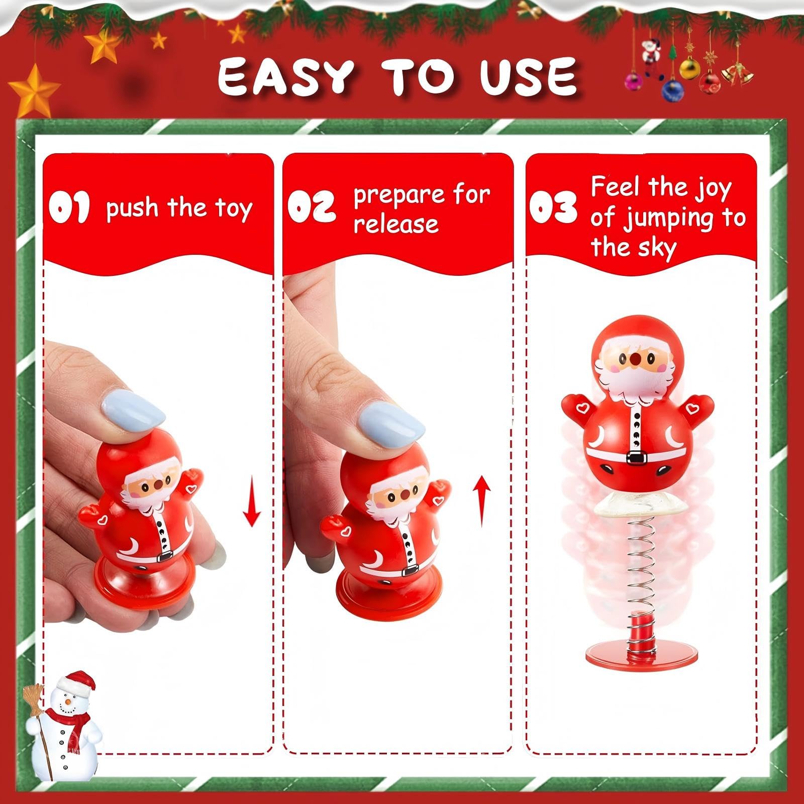 HUSHRICH 10Pcs Christmas Party Bag Fillers, Christmas Jump up Toys Novelty Pop Up Toys for Kids Stocking Fillers - Image 3