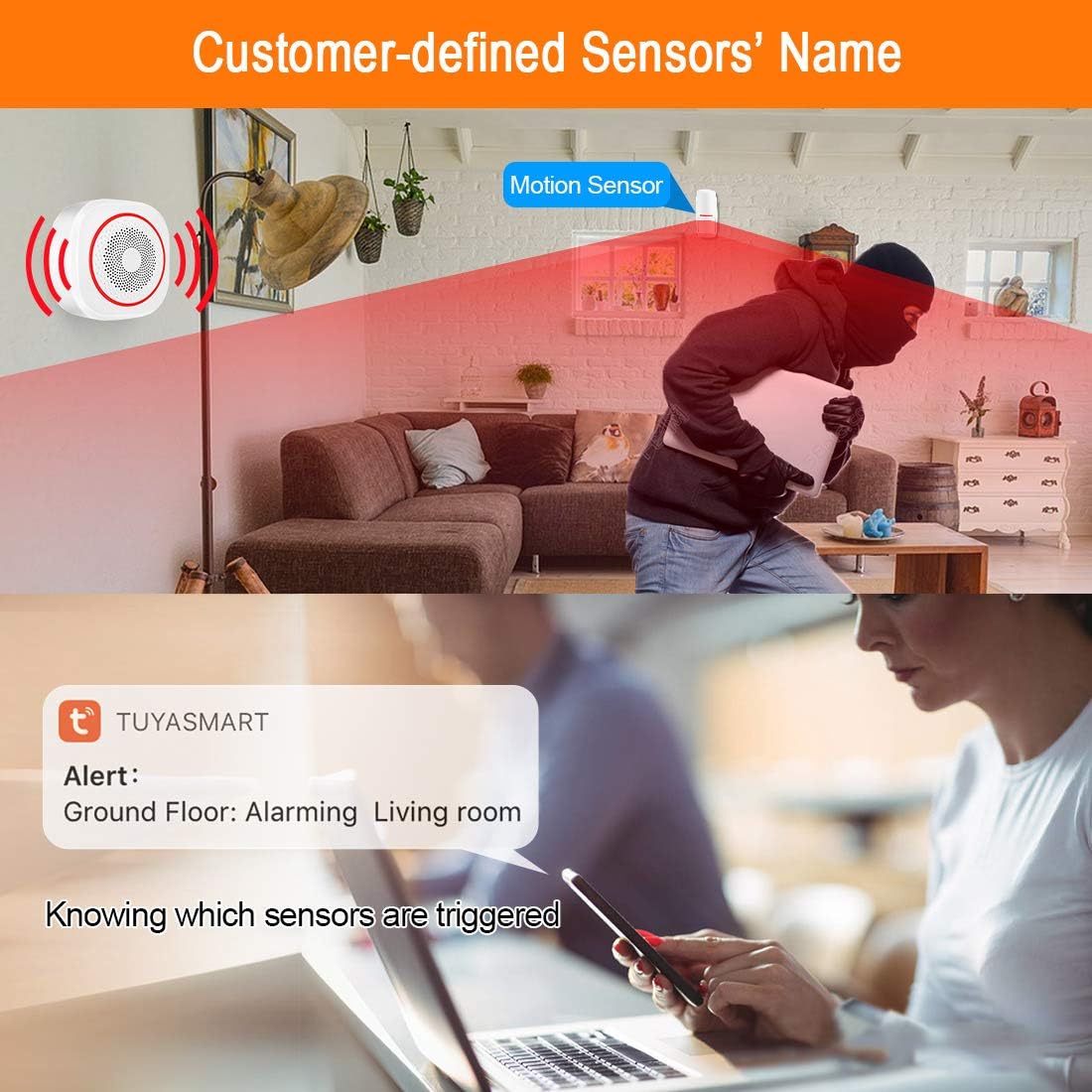 TUYA Smart Home Security Alarm Siren System, ERAY H3 Wireless WiFi