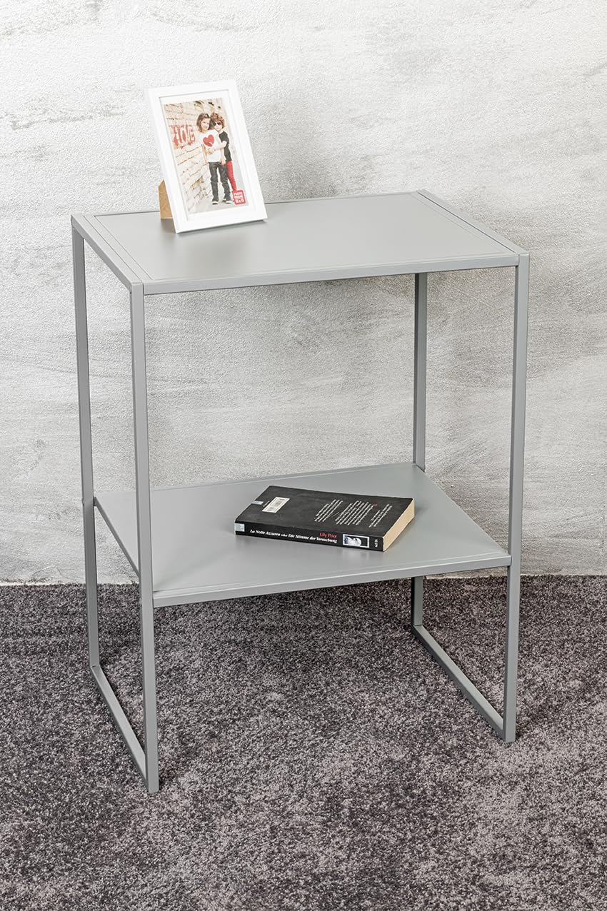 HAKU Tavolino grigio, metallo - Dim. L 45 x A 60 x P 35 cm, Stile Moderno