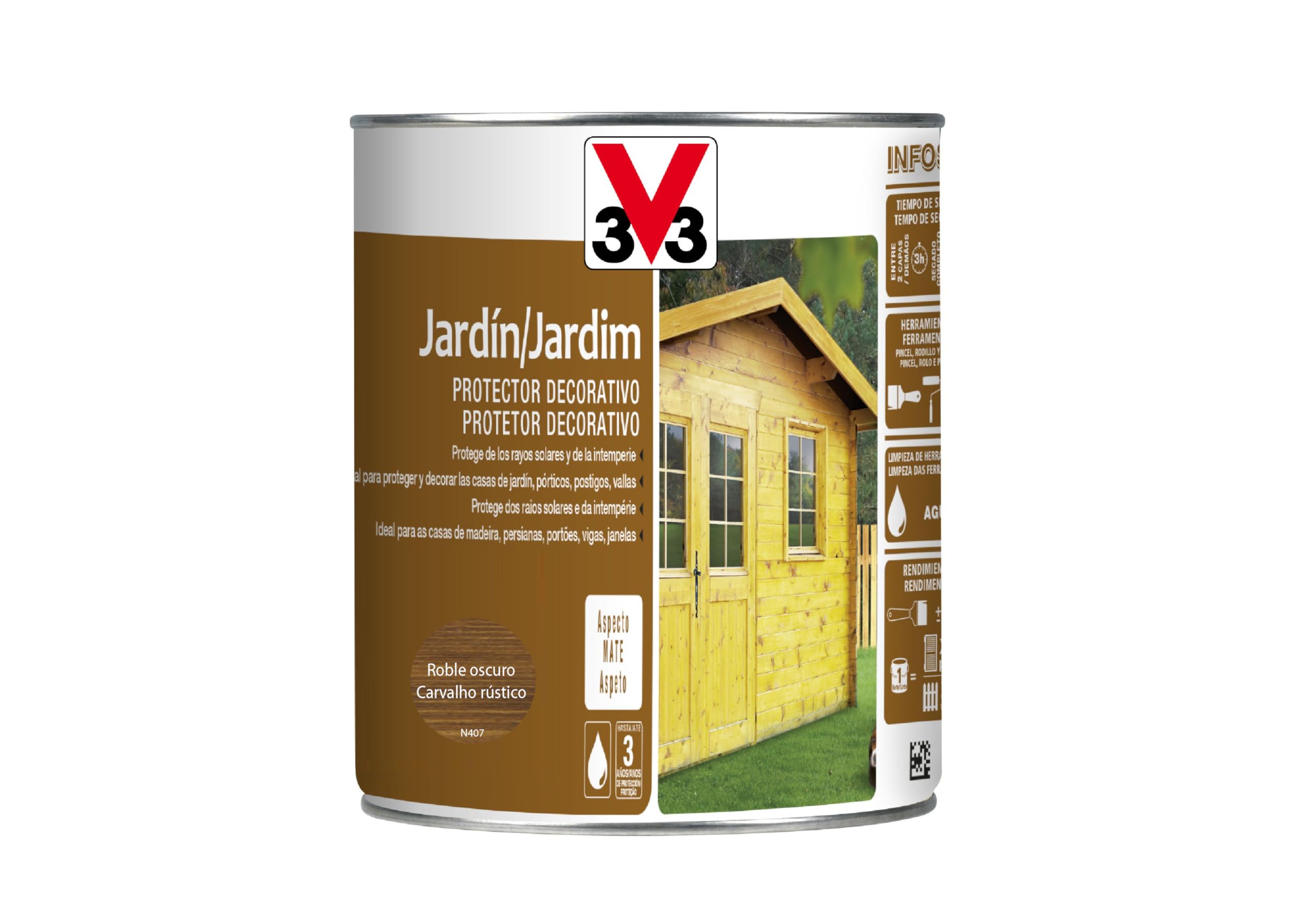 Protector de madera V33 para terrazas de roble oscuro mate en jardín