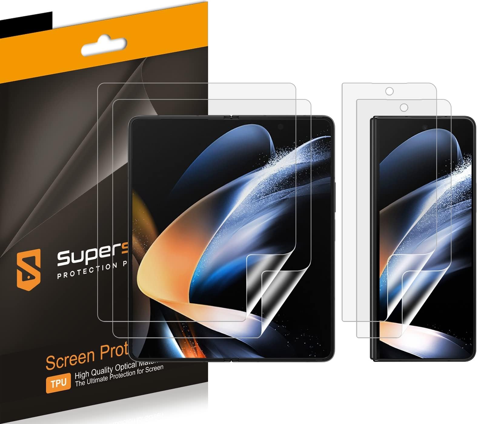 (2 Pack) Designed for Samsung Galaxy Z Fold 5 5G (2 Main Screen and 2 Front Screen) Screen Protector, High Definition Clear Shield (TPU)