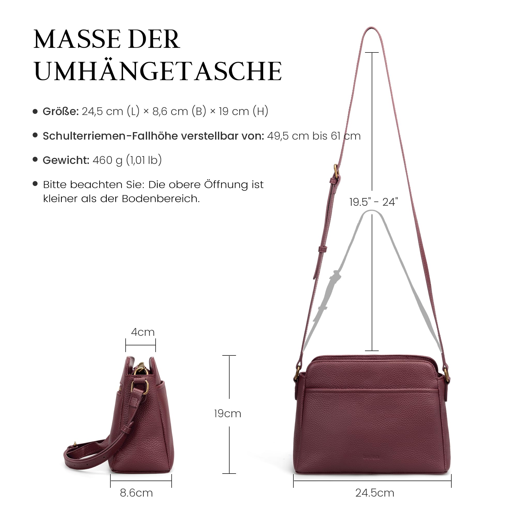 befen Echtleder Umhängetasche Damen Klein Diebstahlsichere Handtasche Leder