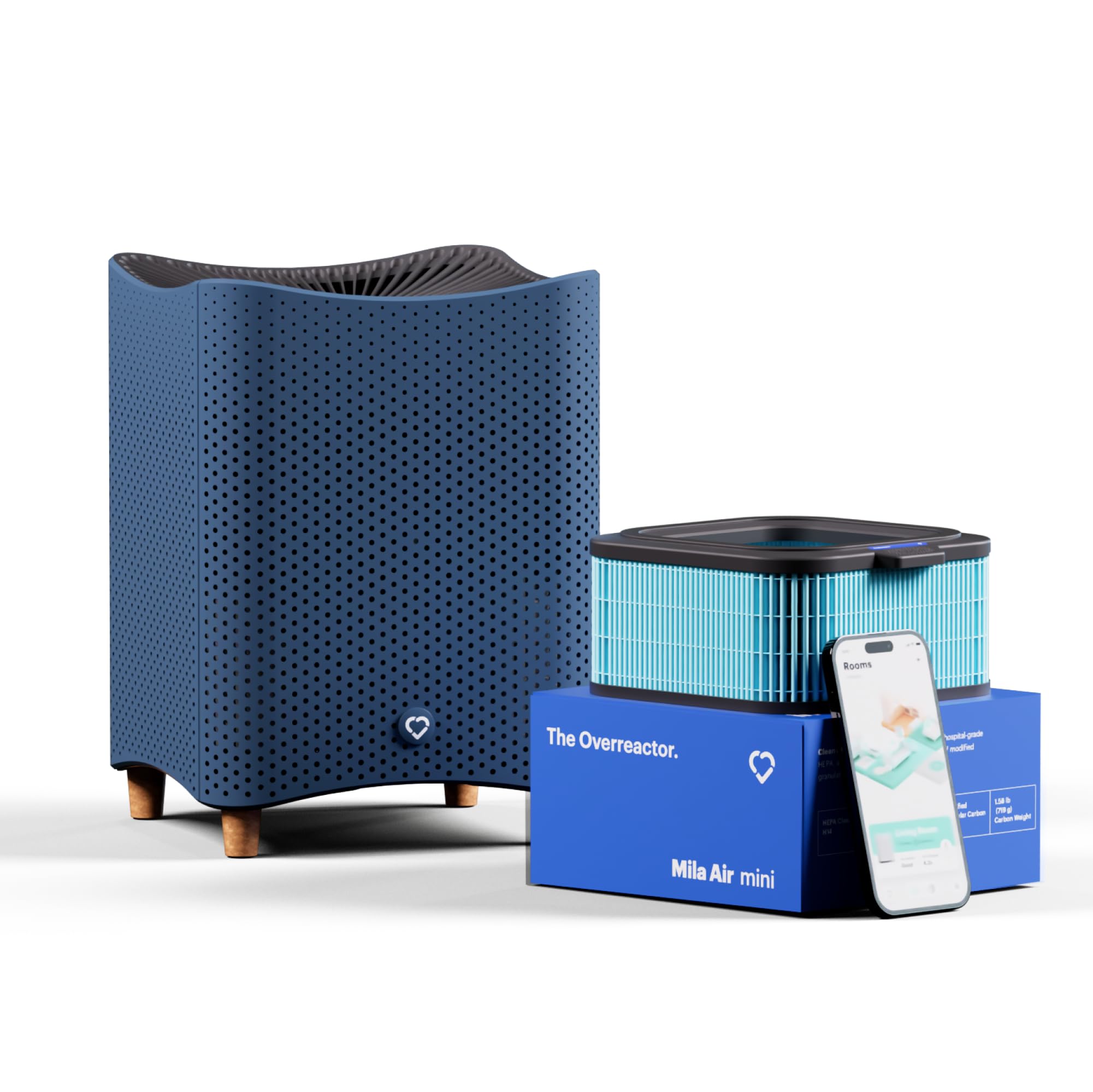 Mila Air Mini Smart Home Air Purifier with Overreactor H14 HEPA Replacement Filter Removes Formaldehyde VOCs Dust Odors