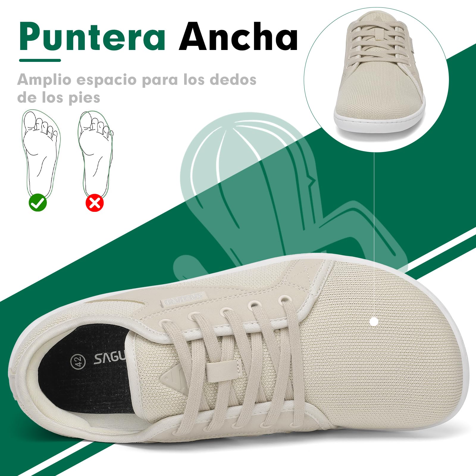 SAGUARO Unisex Knit Barefoot Zapatillas Minimalistas, Luck Ⅰ, Talla 36-48 — view 3