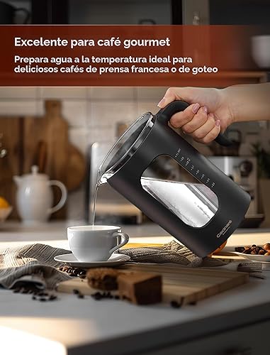 Miniatura 5 de Tetera eléctrica, INTASTING - Tetera eléctrica de vidrio con infusor de té y control preciso de temperatura, 1200W de calentamiento rápido, sin BPA,