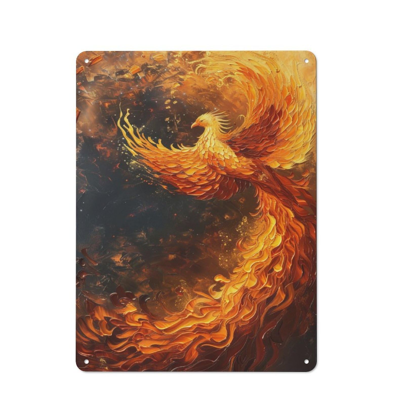 Celestial Phoenix Vintage Metal Wall Decor 40x30cm, Tin Wall Sign for Coffee Bar, Kitchen, Bistro Or Tea Corner