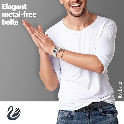Miniatura 7 de ITAY - Cinturón de cuero hipoalergénico sin metal TSA, sin níquel, cinturón no metálico, cinturones TSA resistentes para el aeropuerto para hombre