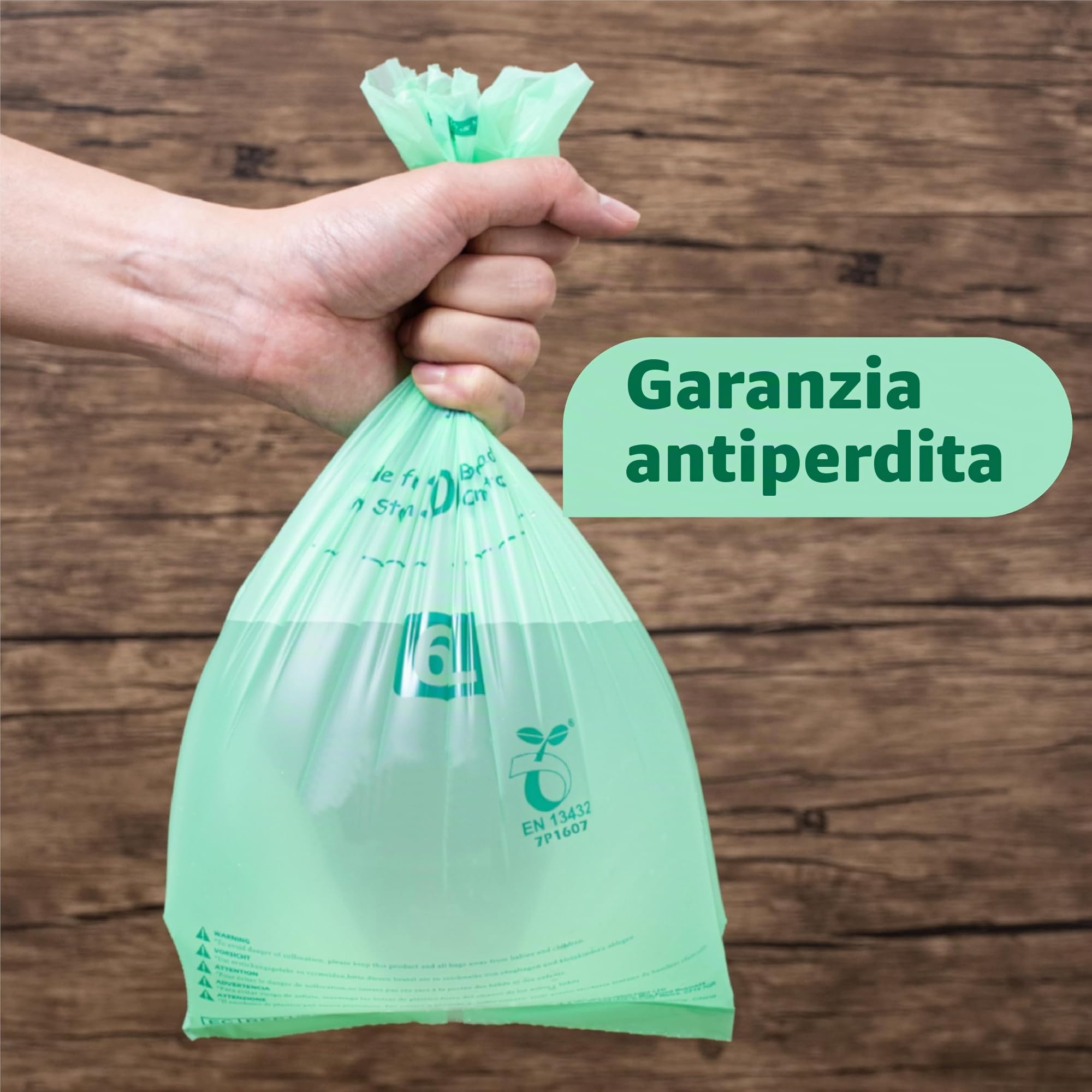 Greener Walker 25% extra spesso compost biodegradabile 6L/10L/30L sacchi per Rifiuti Alimentari da Cucina(10L-120 Sacchetti)