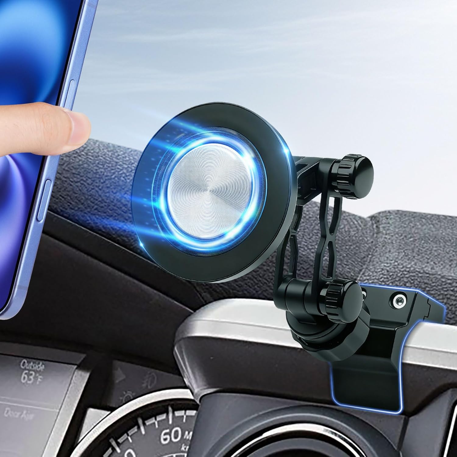 Sunsdrew Magnetic Phone Mount for Toyota Tacoma 3rd Gen 2016-2023, 360 Rotatable and Adjustable, Direct Fit in Dashboard, Phone Holder N52 Magnet Cradle for Toyota Tacoma Accessories