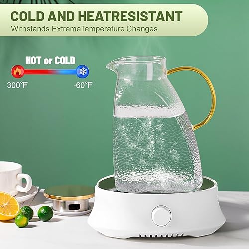 Miniatura 6 de WARMSIMPLE Jarra de vidrio de 1.8 litros60 onzas, jarra de agua para puerta de refrigerador, jarra de agua de vidrio de borosilicato alto con tapa