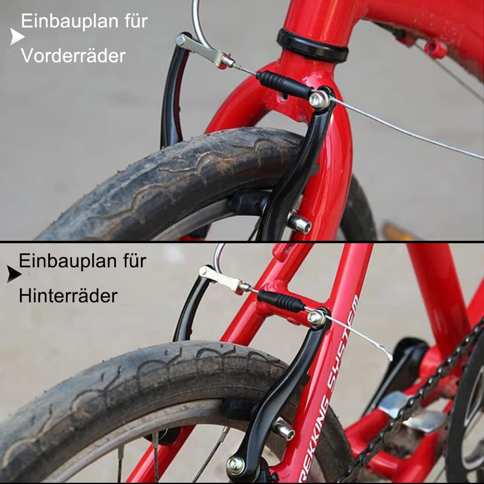 Komplettes Universal Fahrrad Bremsen Set, Vordere und Hintere MTB Bremse, innere und äußere Bremsseile und Bremshebel Kit für Mountainbikes und Rennräder (schwarz)