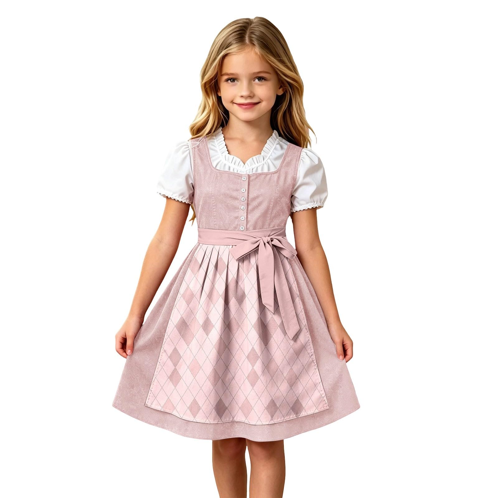 Girls Oktoberfest Costume Bavarian Beer Festival Dirndl Dress with Apron — image 1