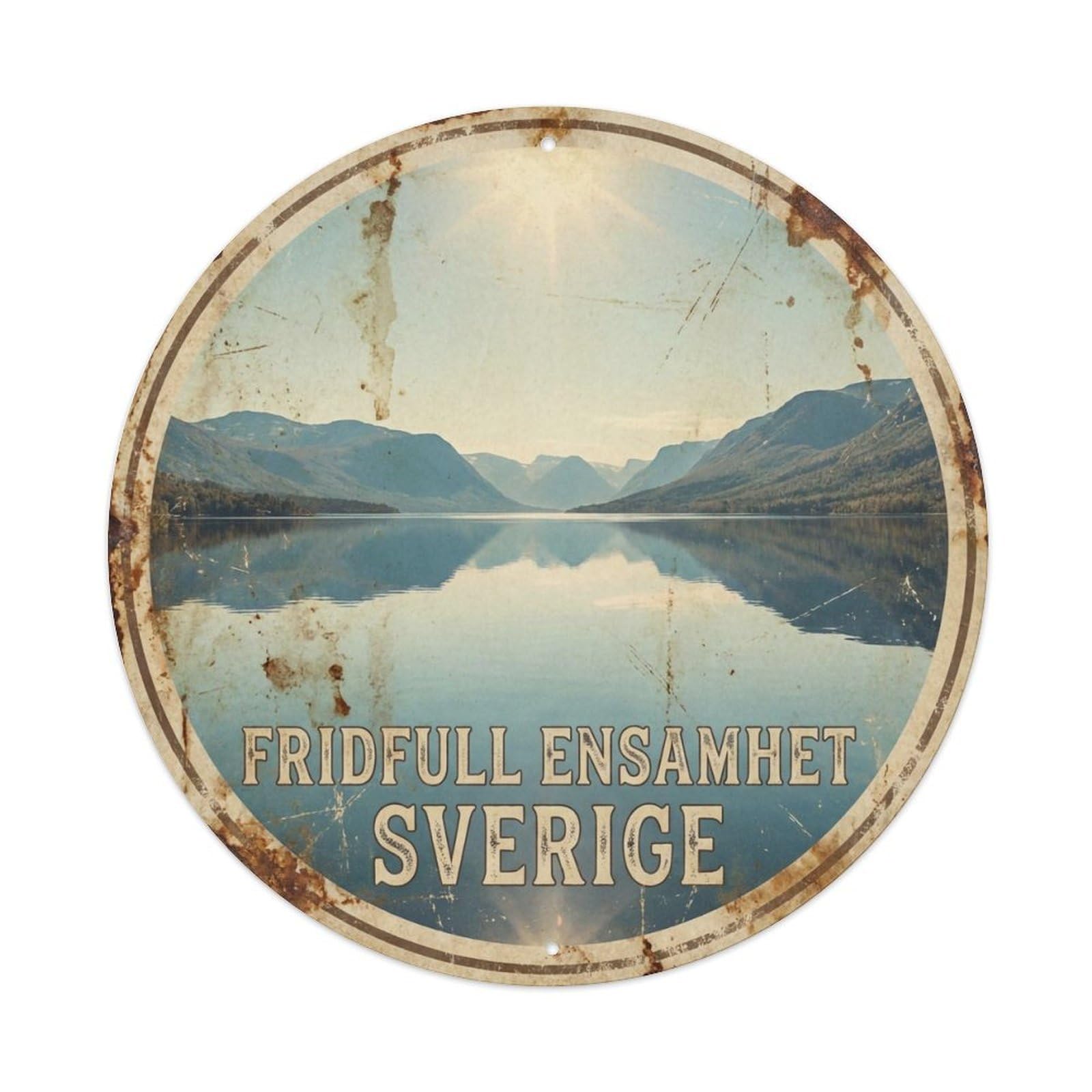Okahys 8X8inch(20X20cm) Vintage Travel Swedish Lake Sweden Reflection Metal Tin Sign