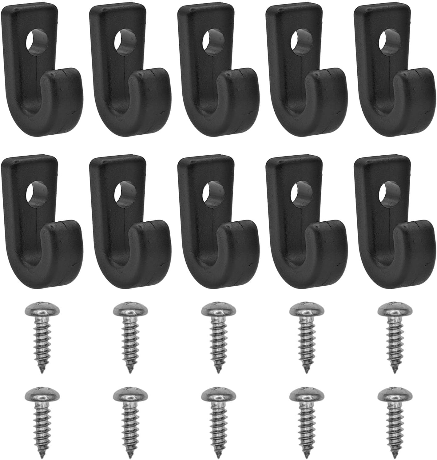 BOKWORE 10 PCS Kayak J Hooks Black Nylon Kayak Lashing Hook