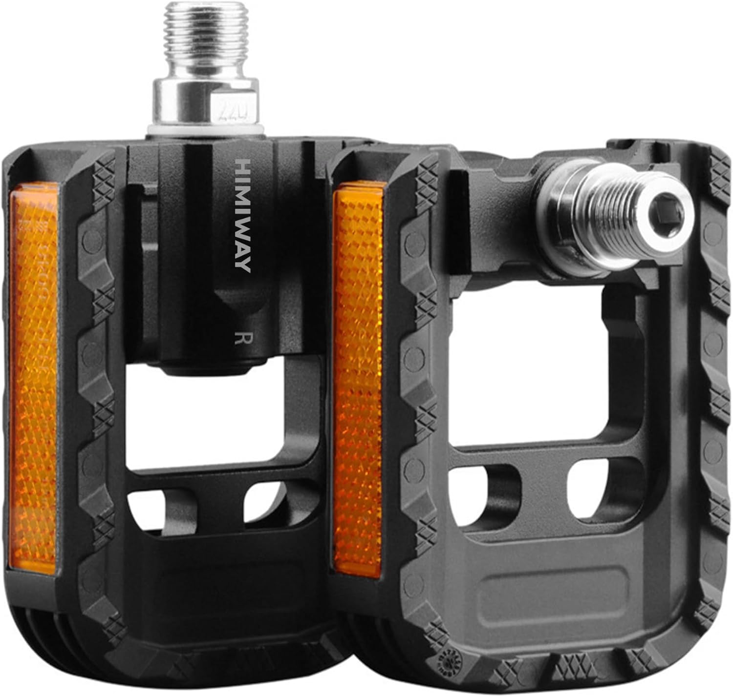 Himiway Folding Bike Pedals with Reflective Strips, Aluminum Alloy Bicycle Foldable Pedals, 9/16 inch Non-Slip Wide Platform Cycling Pedals for Folding, BMX, MTB, Road Bike