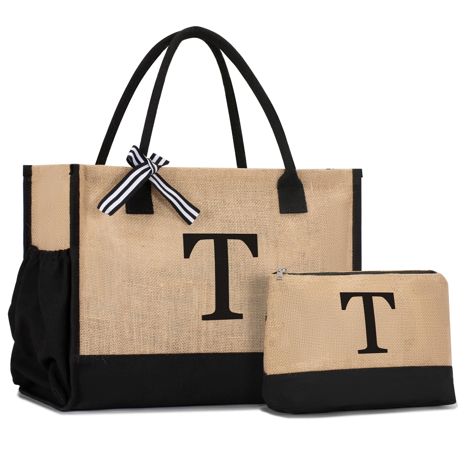 GASSDA Initial Canvas Tote Bag Birthdays Gift for Women Mom Teacher Friend Bridesmaid,Custom for Wedding Beach Holidays