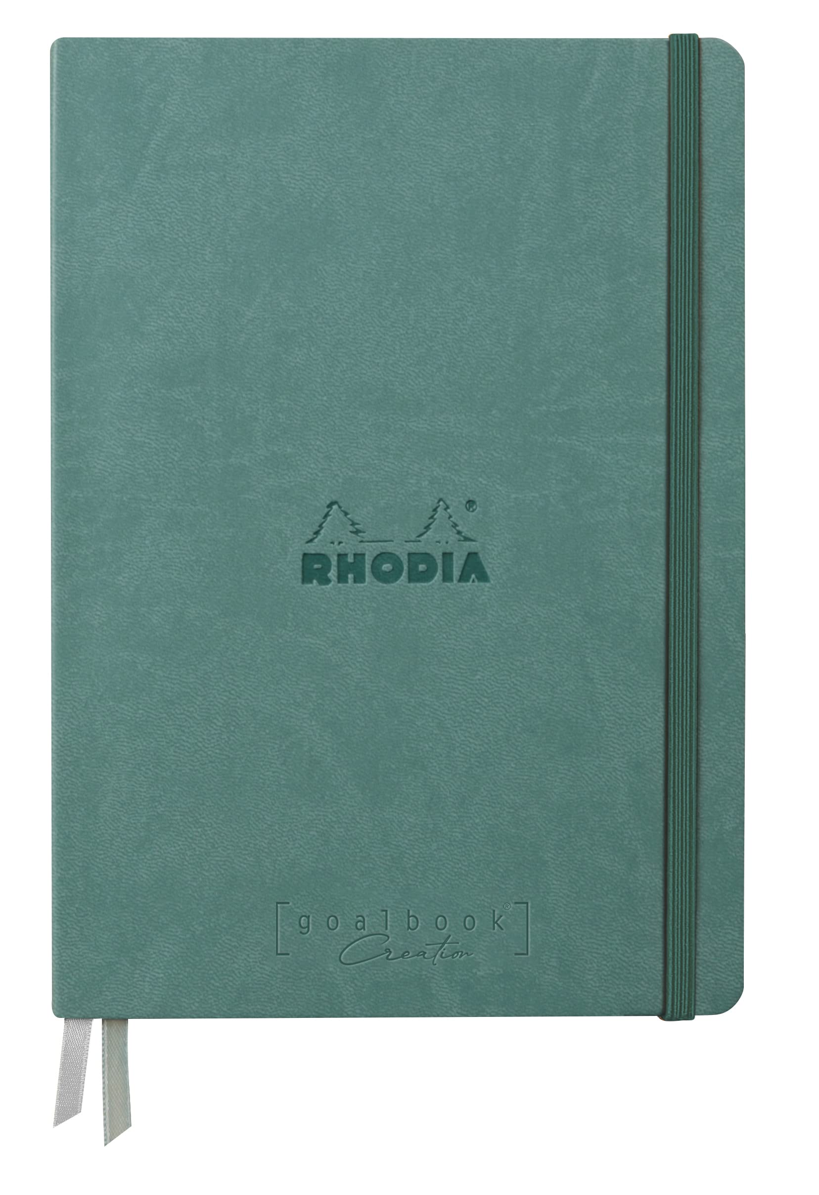 RHODIA 194158C - Rigid Notebook Goalbook Creation Aqua - A5 - 14.8x21cm - Plain - 100 pages White Technical Wash 200g/m² - 2 Ribbons - Imitation Leather Cover
