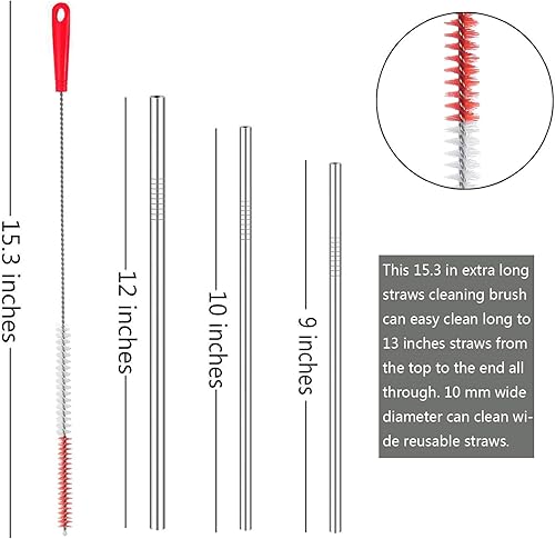 Miniatura 6 de ALINK Juego de 5 cepillos de limpieza para botellas rojas, cepillo largo y grande para cuello estrecho, botellas de vino, cerveza, frasco, termo,
