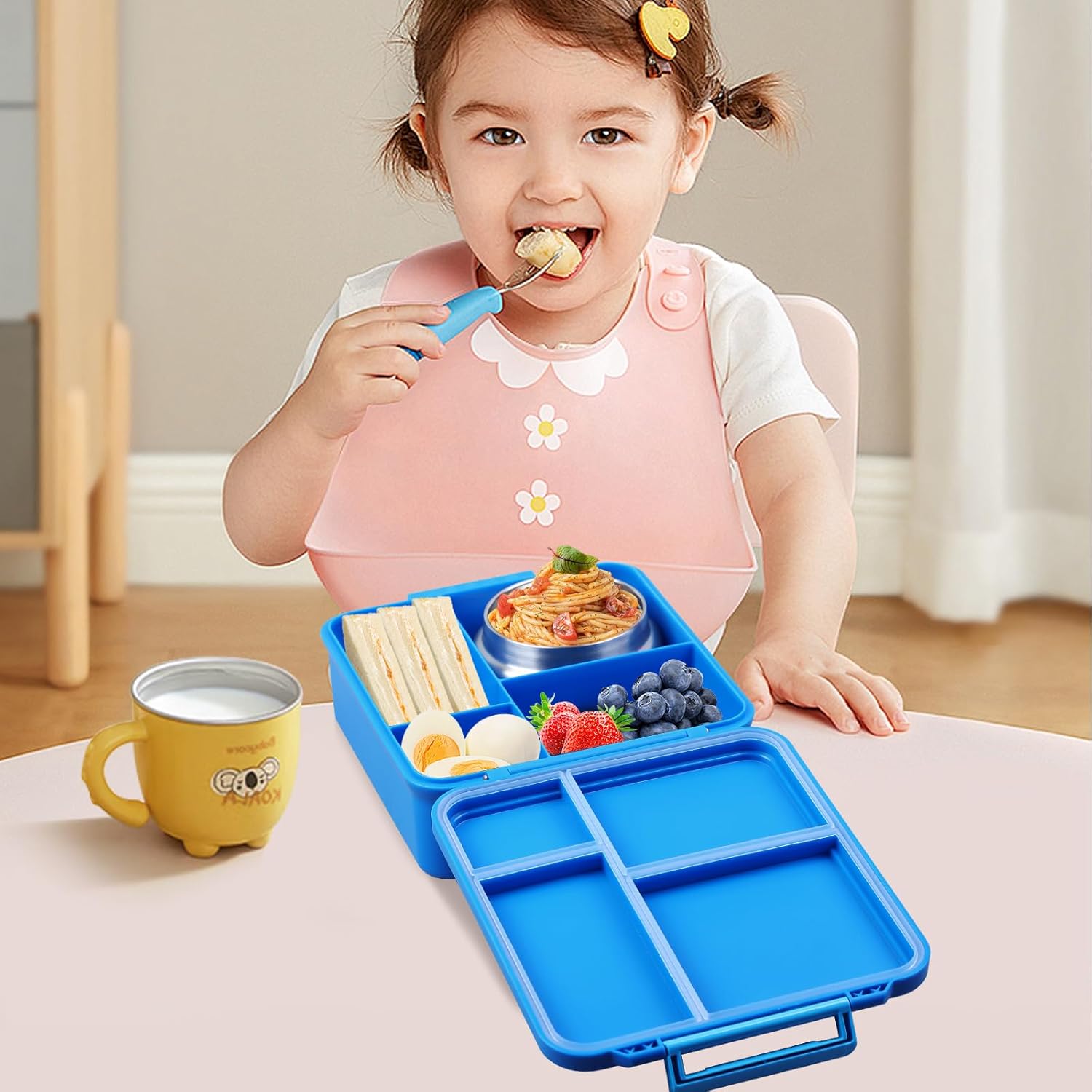 Bento Lunch Box for Kids With 8oz Soup Thermo, Leakproof Lunch Compartment Containers with 4 Compartment Bento Box, Thermo Food Jar, BPA Free,Travel, School - Image 7