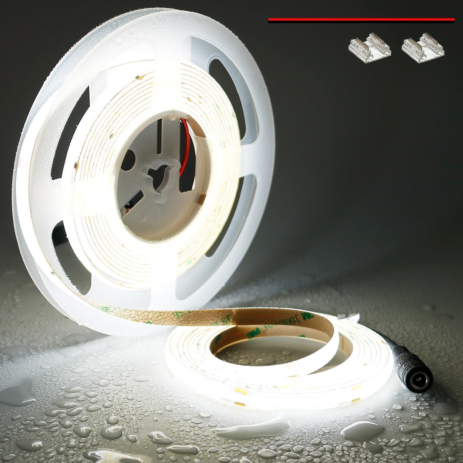 24V COB LED Strip 5000K Daylight White Waterproof IP65 480LEDs/M Super Bright 4000Lm CRI>90 16.4ft Dotless High Density Cuttable Flexible for Cabinet Home DIY Lighting Projects