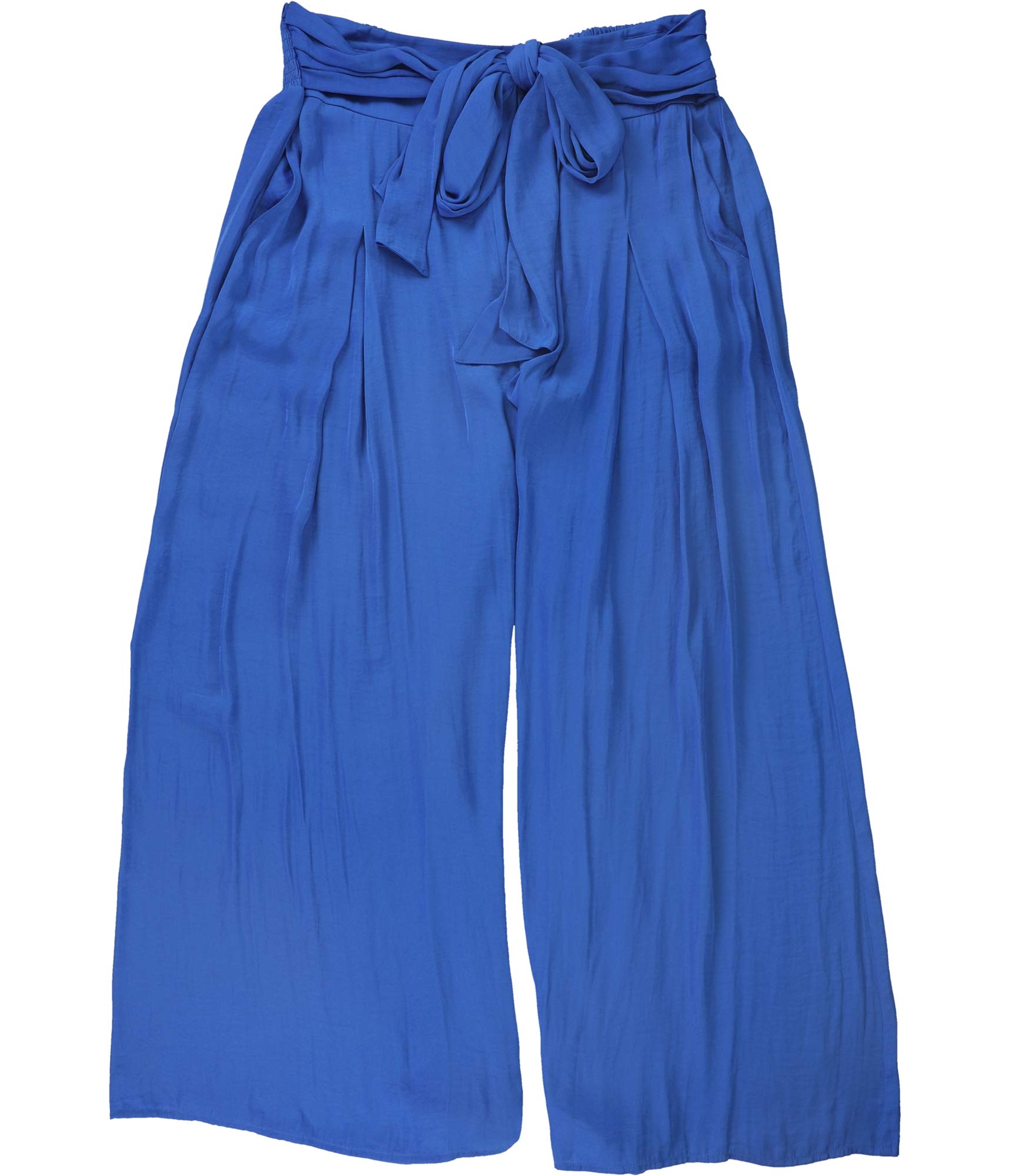Alfani Womens Satin Tie-Waist Casual Wide Leg Pants Blue X-Large
