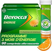 Berocca Energie Orange - Multivitamins and Minerals - Vitamin C, B3, B5, B1, B12, Calcium, Magnesium and Zinc - Dietary Supplement - Helps Reduce Fatigue - 2x45 Effervescent Tablets