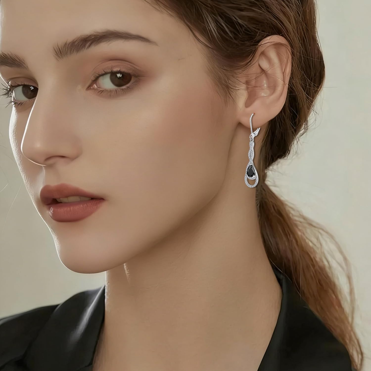 925 Sterling Silver Infinity Dangle Drop Earrings Leverback Earrings 5A Cubic Zirconia Birthstone for Women Anniversary Mother's Day Birthday for Her