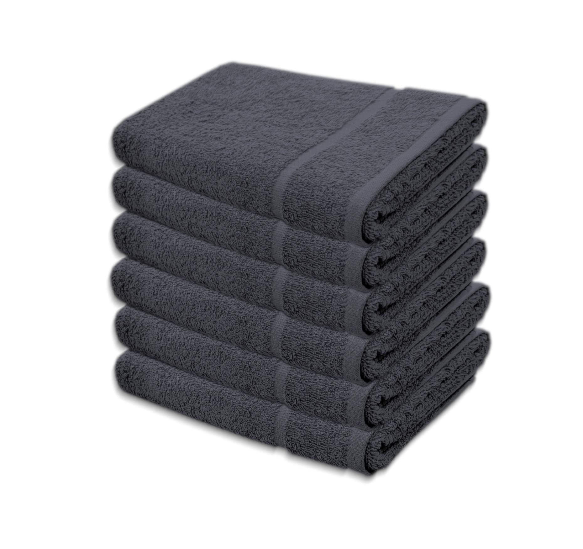 A & B TRADERS Quick Dry Premium Hand Towels - 100% Combed Ring Spun Cotton Large Size 50 x 85cm Soft Absorbent (Grey, 6)