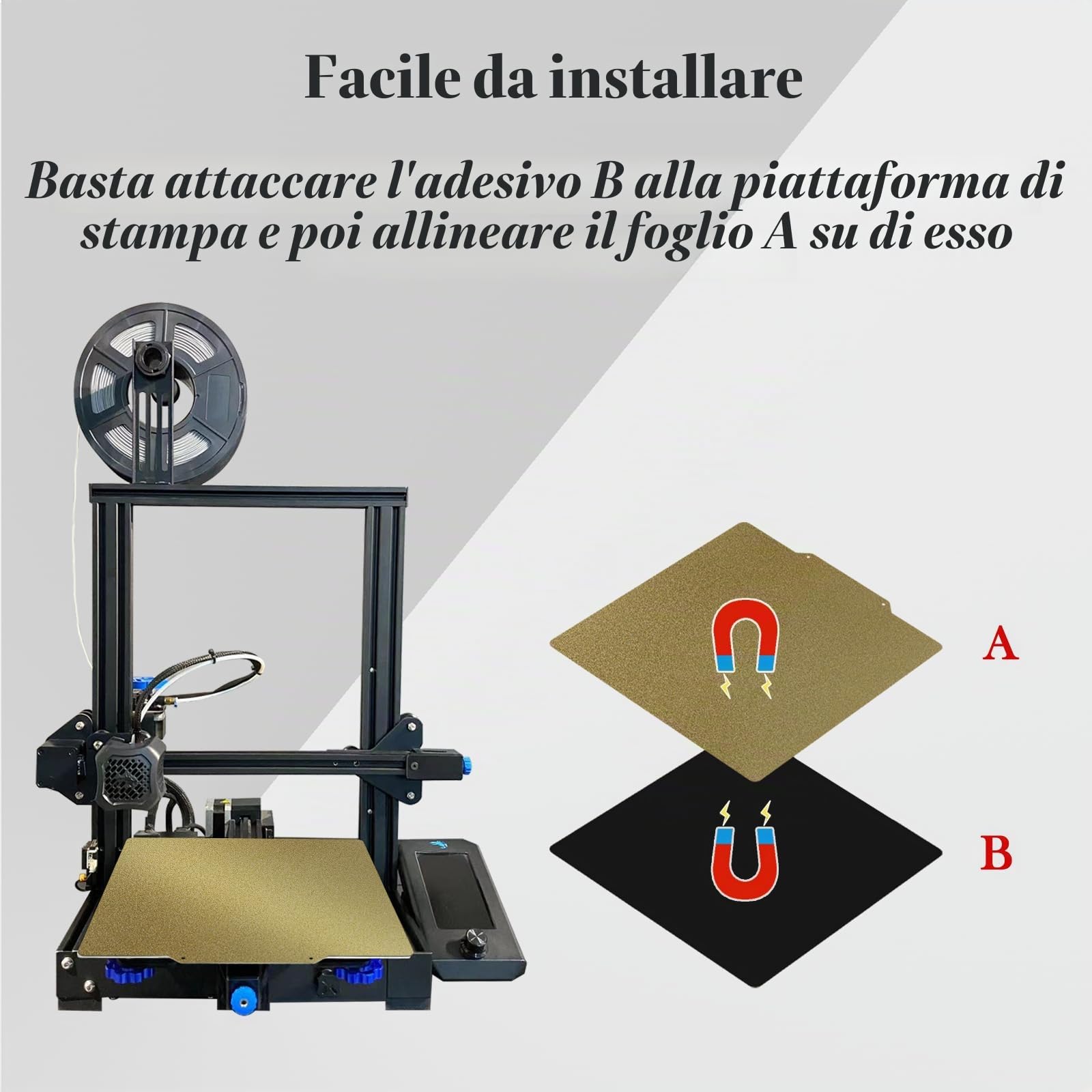 Piatto di PEI Testurizzato Flessibile 235x235 mm per Stampante 3D Ender 3/3 Pro/V2/Neo, Neptune 3 Pro, SV05