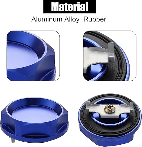 Miniatura 4 de X AUTOHAUX Tapa de tapón de llenado de aceite de motor de gas de coche de aleación de aluminio azul reemplazo para Mitsubishi Outlander Lancer