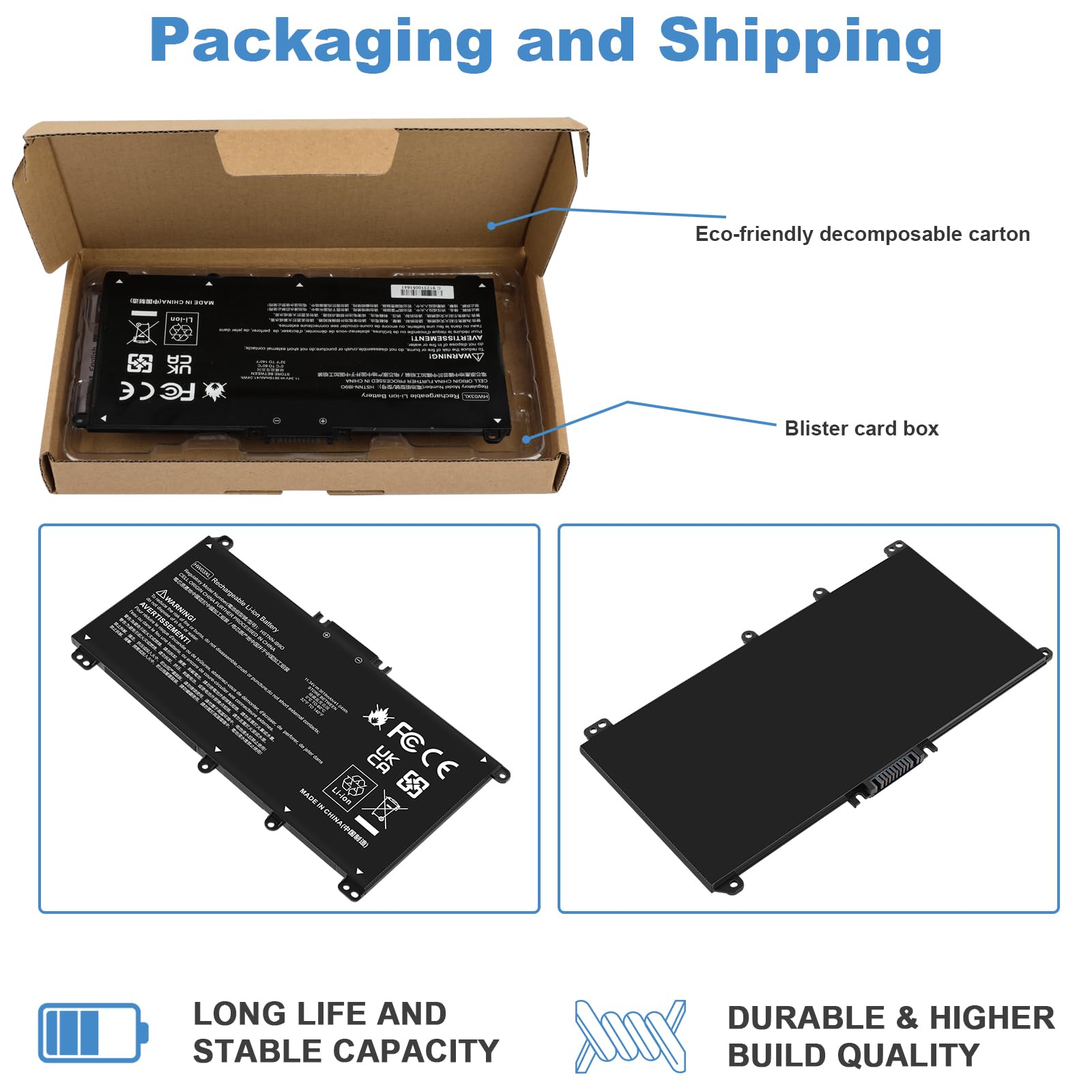 ASUNCELL HW03XL Batterie d'ordinateur Portable pour HP 255 470 G8, HP 240 245 250 255 G9 Series, Pavilion 15-EG 15-EG0000 15-EH 15-EH0000 17-CP 17-CP0000 17Z-CP0000 17-CN Series, 11.34V/41.04Wh