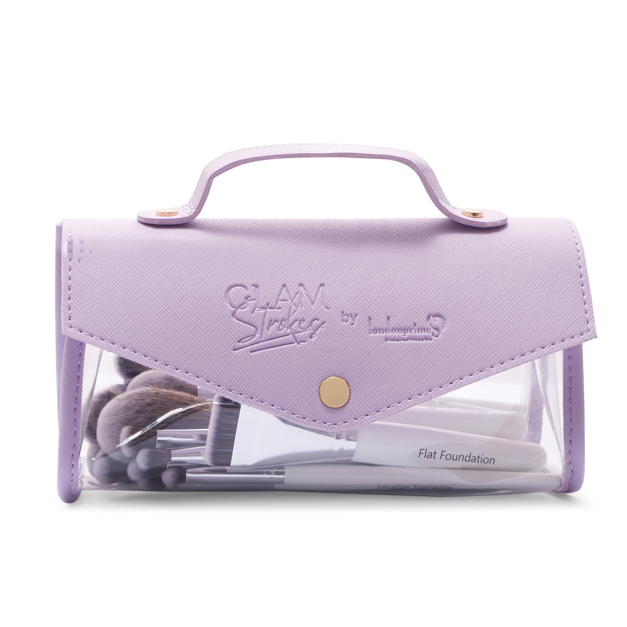 GLAM Strokes by London Prime Professional Makeup Brush Set with Transparent Travel Case | Premium Soft Synthetic Bristles | 22 Makeup Brushes for Foundation, Powder, Blush, Eyeshadow & Concealer | Lavender-image-47
