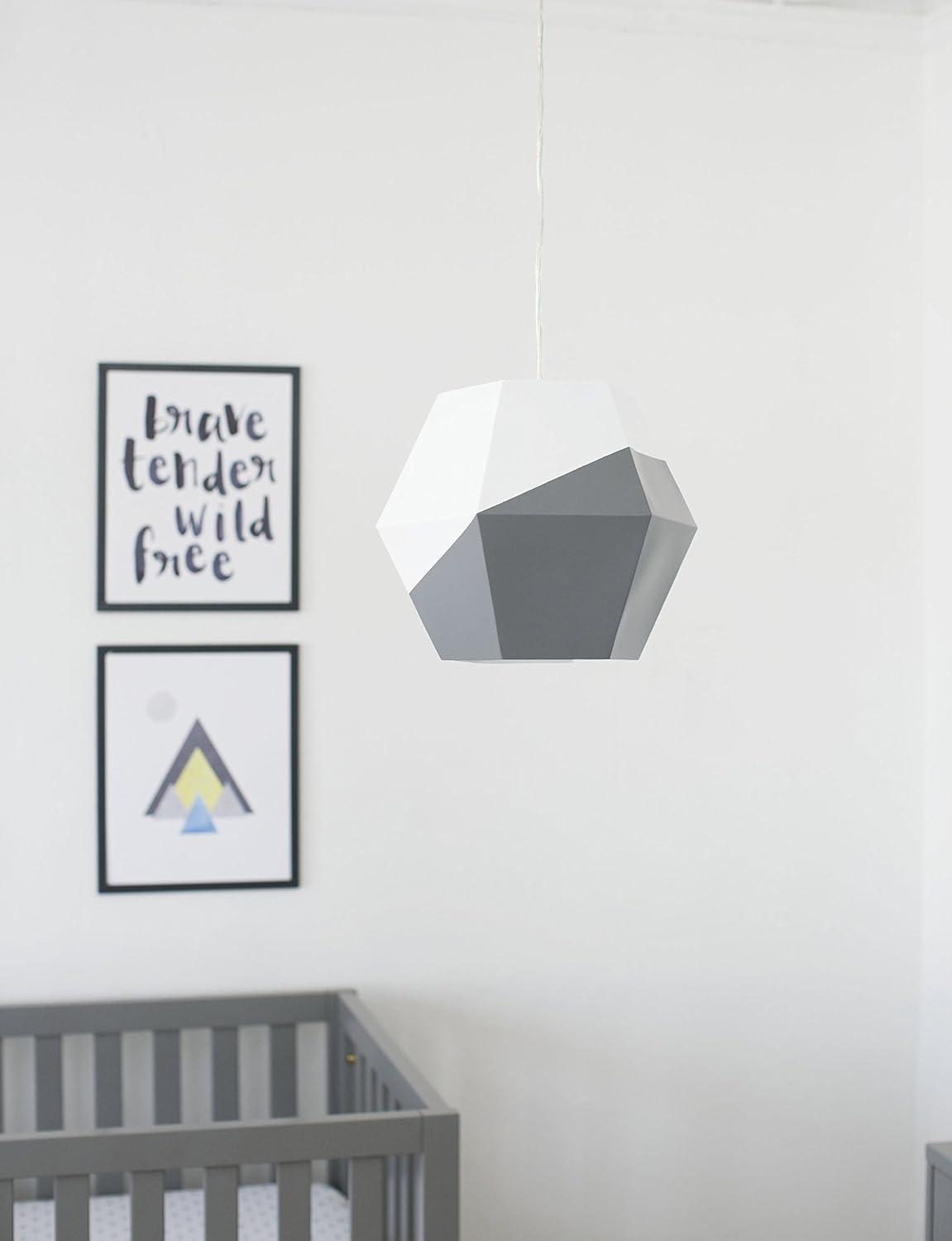 NoJo Hanging Ceiling Pendant Light, Gray/White