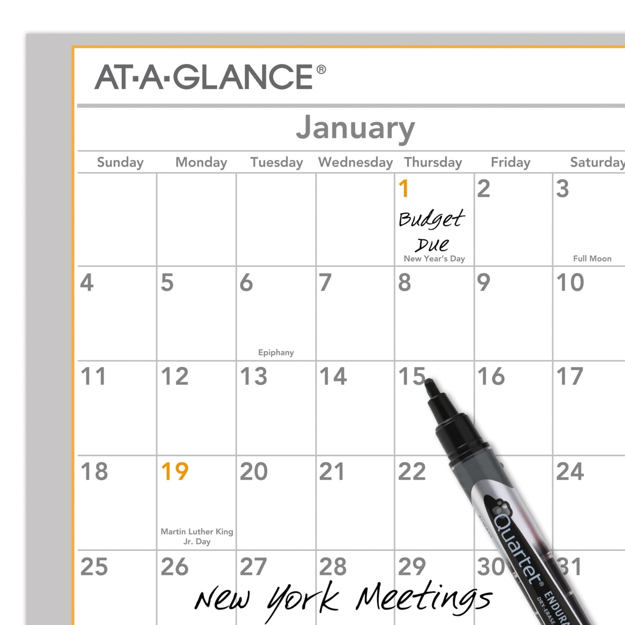 AT-A-GLANCE® WallMates 2026 Calendario annuale autoadesivo cancellabile a secco, grande, 61 x 45,7 cm