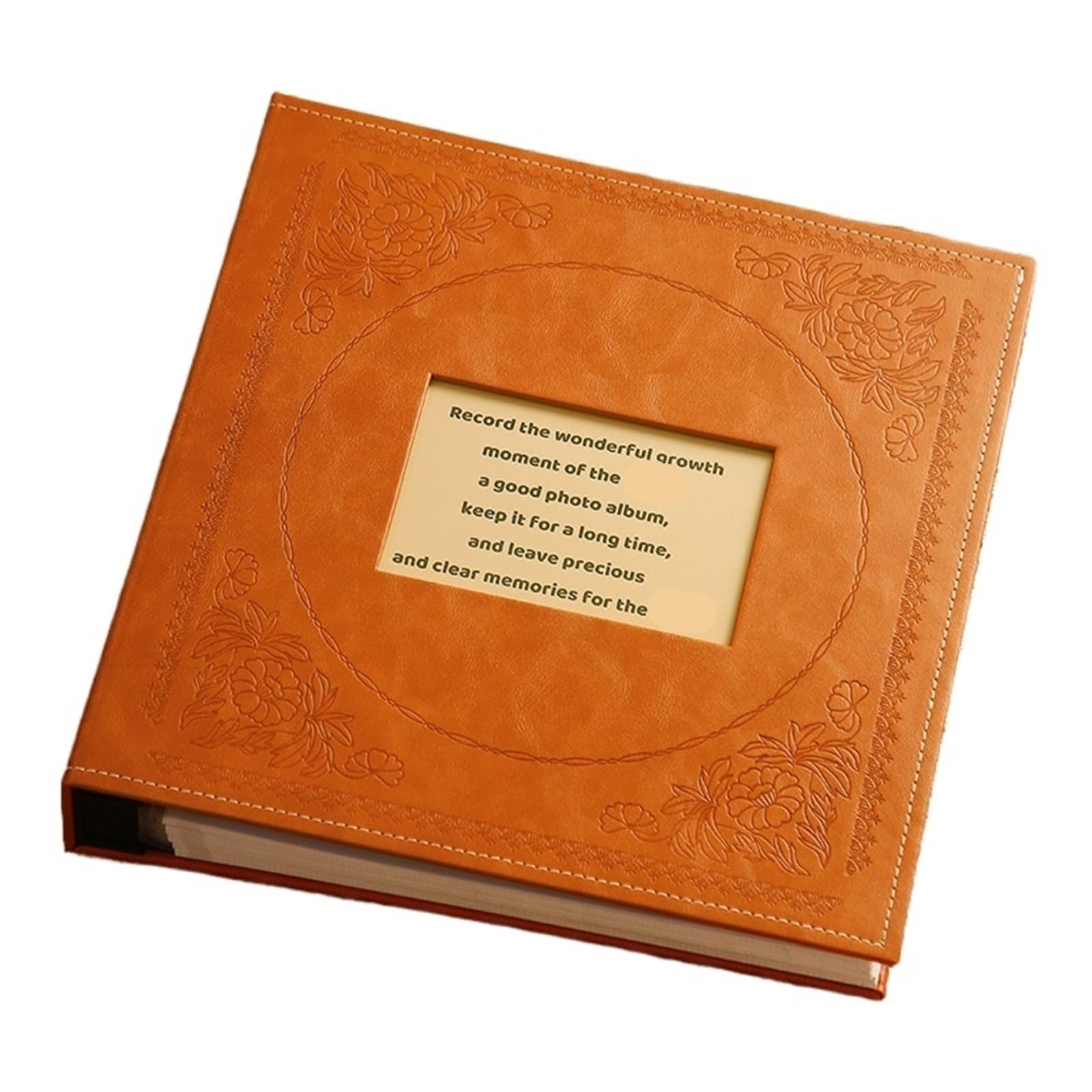 áLbum De Fotos Álbum de fotos cuero 1000 6 pulgadas, libro memoria, inserción familiar gran capacidad, álbum boda, almacenamiento pareja(Orange)