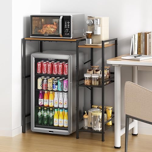 Miniatura 2 de Mini soporte para refrigerador con estantes de almacenamiento, soporte de gabinete de 3 niveles para microondas, cafetera, aperitivos, gabinete de