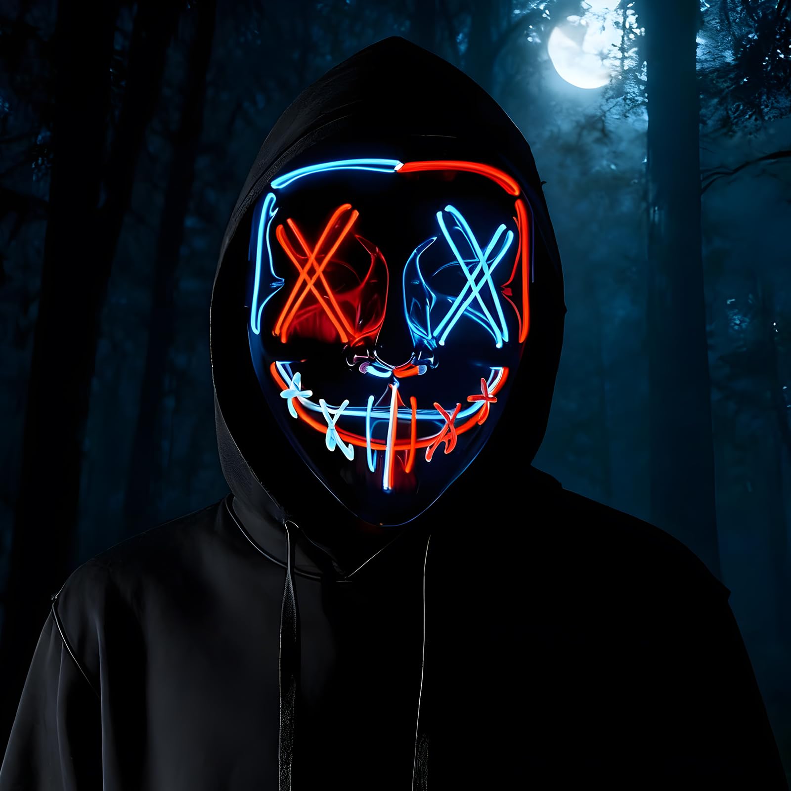 Halloween LED Mask LED Light Up Masks 3 Modes Glow in The Dark Mask Scary Masks for Adult