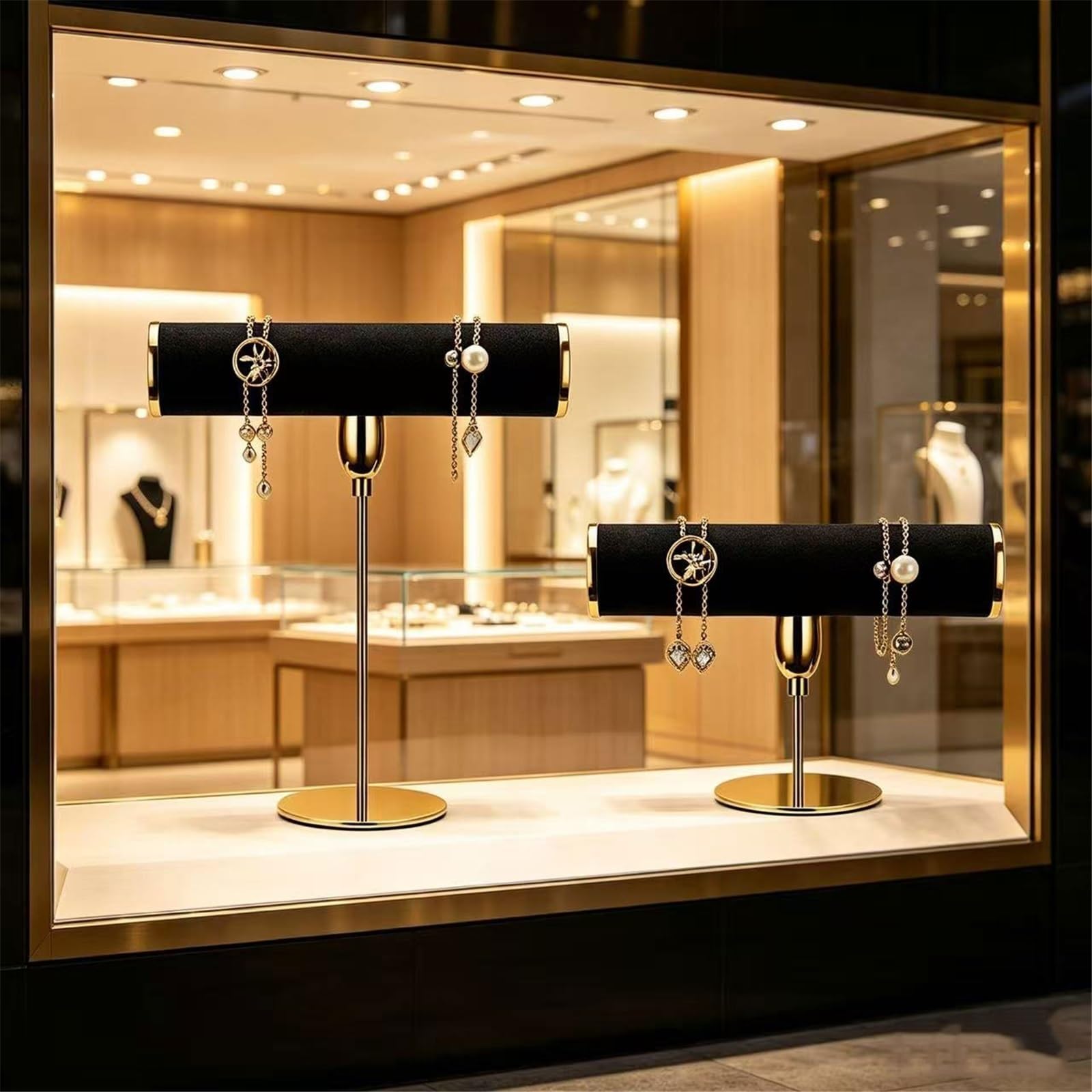 Organizer Schmuck-T-Bar-Ständer mit abnehmbarer Basis aus Mikrofaser