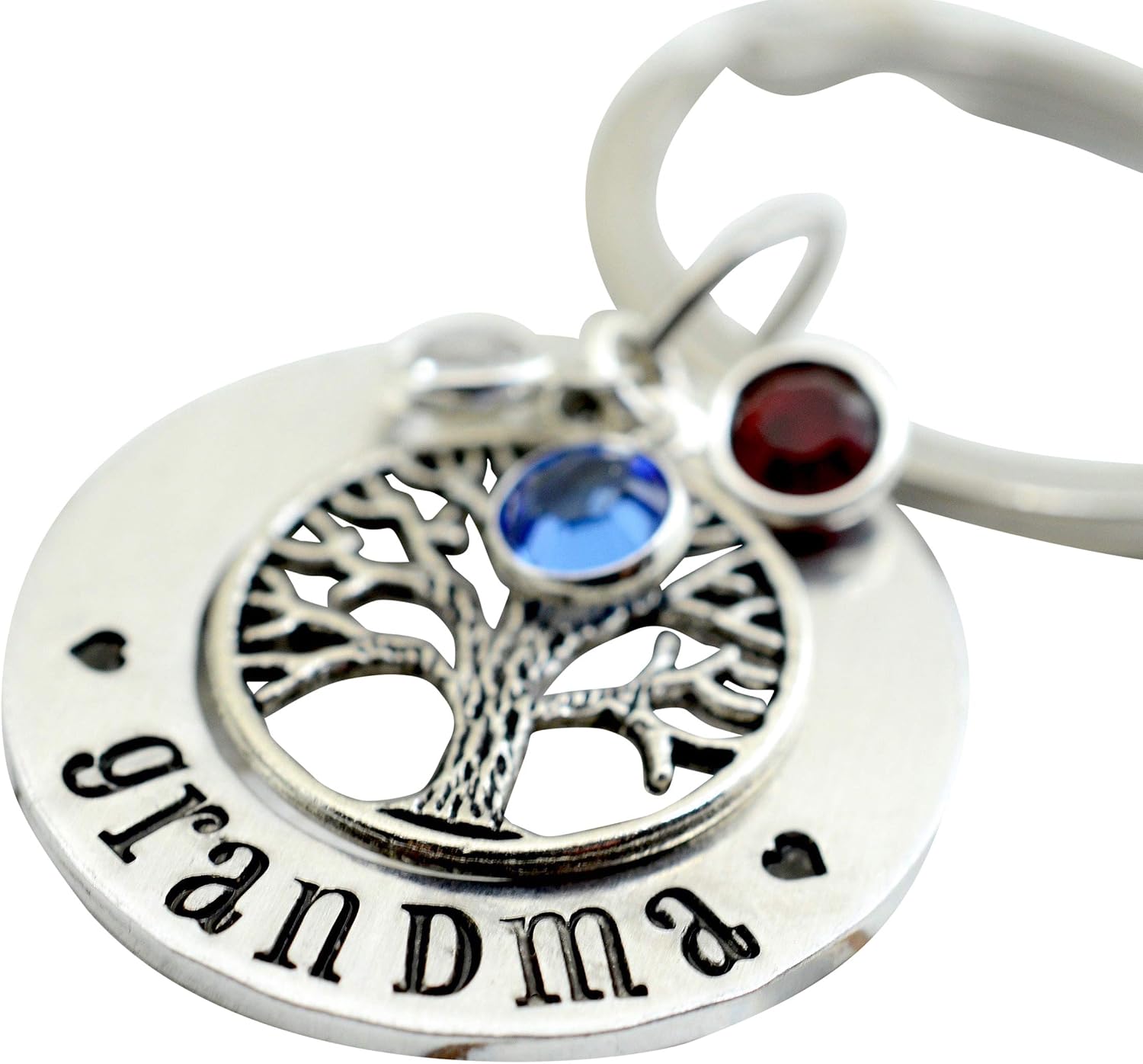 Family Tree Birthstone Keychain For Grandma - Mothers Day Gift - Personalized Custom Hand Stamped