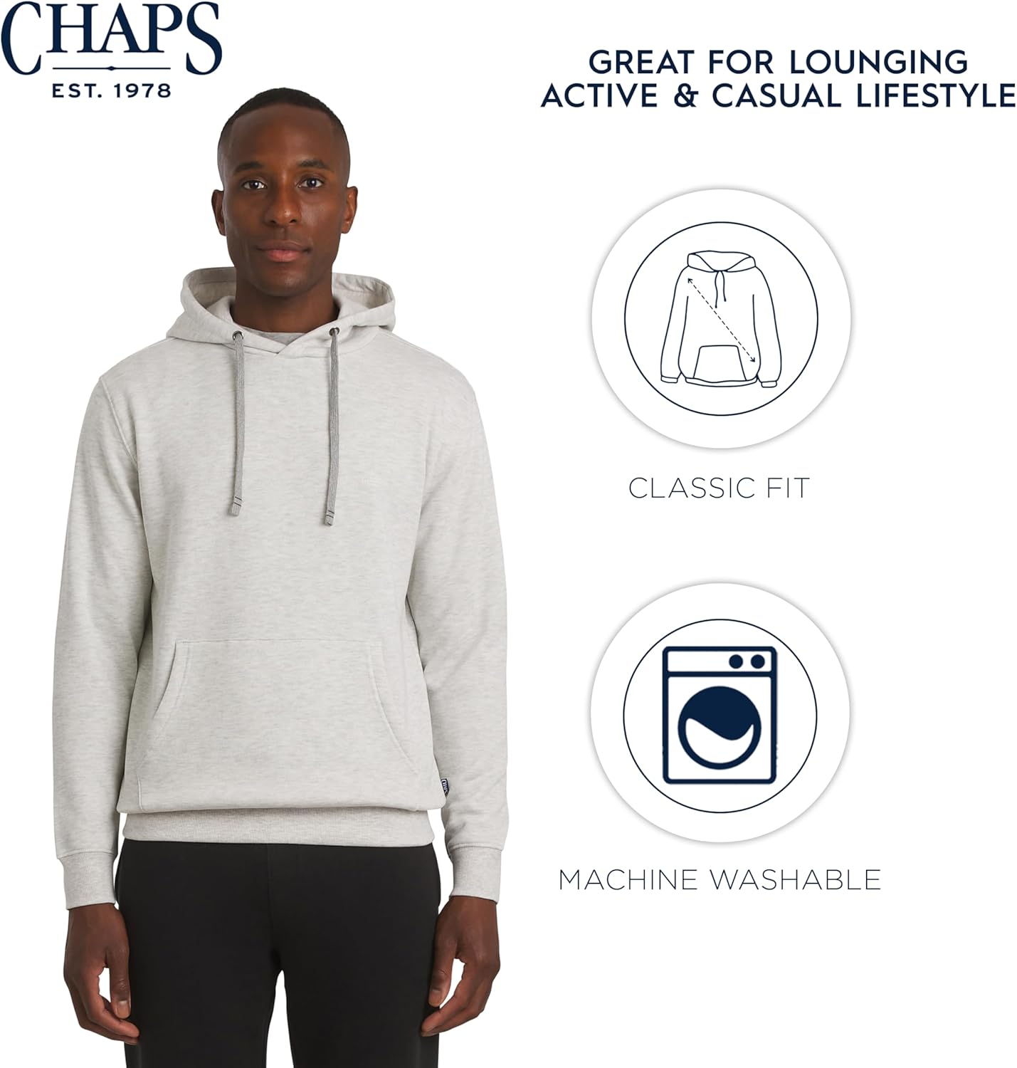 Chaps Men's Everyday Classic Casual Super Soft Fleece Midweight Hooded Sweater (S-2XL) - Image 7