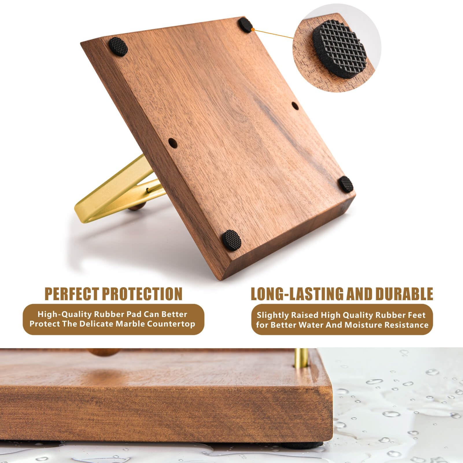 Servilletero de madera para mesa, dispensador de servilletas cuadrado con sofisticada barra central de metal, servilletero de cóctel para el hogar, cocina, oficina, restaurante, hotel, cafetería, bar